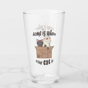 Verre Citation drôle Accueil est où est votre chat