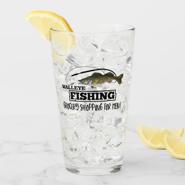 Verre Citation drôle d'épicerie d'hommes de pêche de (Devant glace)