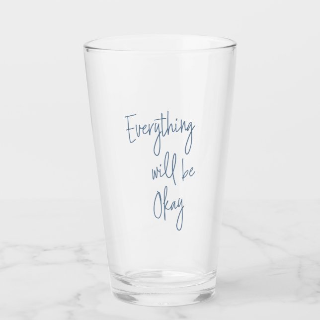 Verre Citation Inspiration Minimaliste Bleu Blancs (Devant)