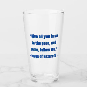 Verre Citez Jésus Donnez aux pauvres Suivez-moi Bleu