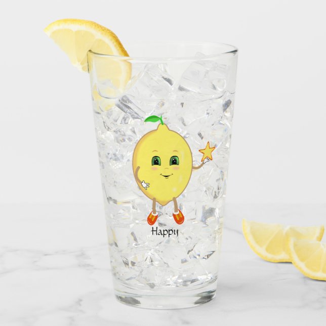 Verre Citron mignon tenant une étoile (Devant glace)