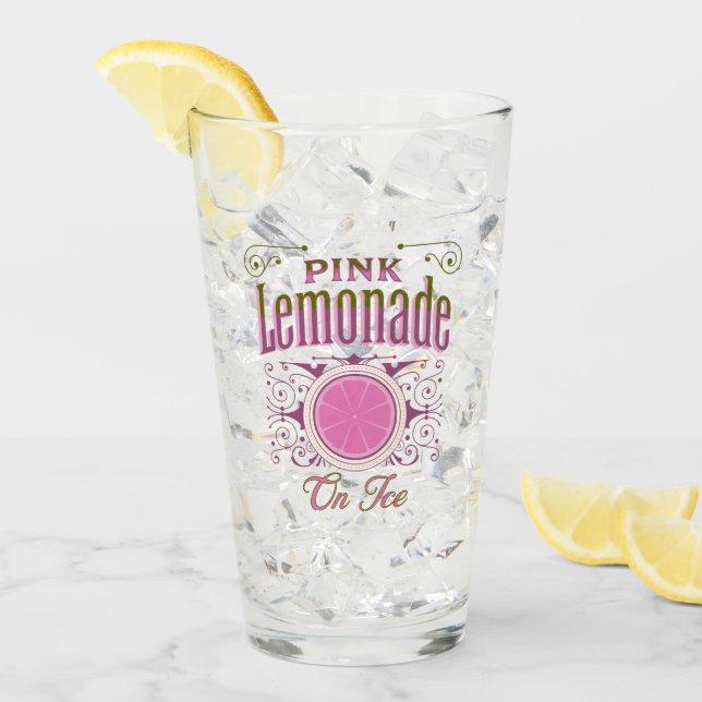 Verre Citronade rose Vintage Sur Glace (Devant glace)