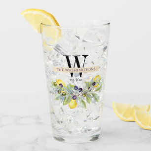 Verre Citrons toscans Olives Monogramme Nom Boire