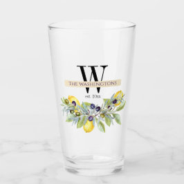 Verre Citrons toscans Olives Monogramme Nom Boire