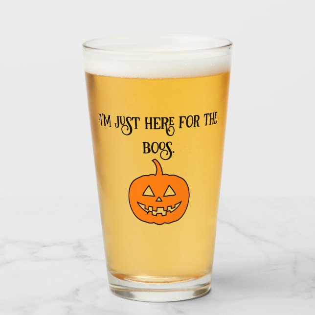 Verre Citrouille d'Halloween Je suis juste ici pour le B (Devant (rempli))