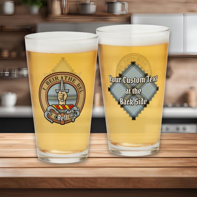 Verre Clan Bell Crest sur Tartan (Créateur téléchargé)