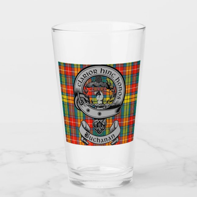 Verre Clan Buchanan Crest Badge & Tartan (Devant)