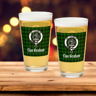 Verre Clan Graham Crest Badge et Tartan