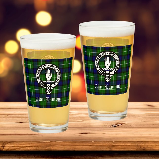 Verre Clan Lamont Crest Badge et Tartan (Check out the entire collection of Clan Lamont gifts & gear!)