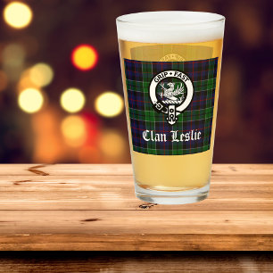 Verre Clan Leslie Crest Badge et Tartan