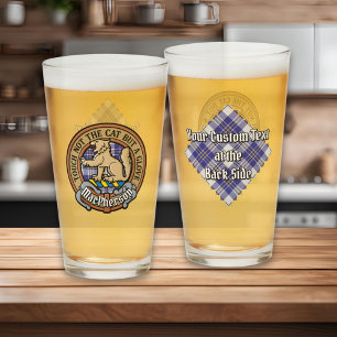 Verre Clan MacPherson Crest sur la robe bleue Tartan