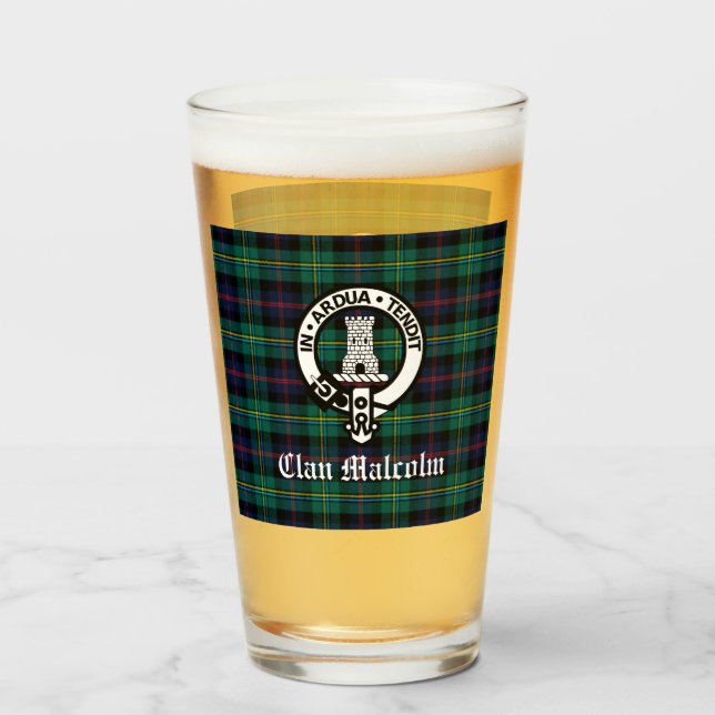 Verre Clan Malcolm Crest Badge et Tartan (Devant (rempli))