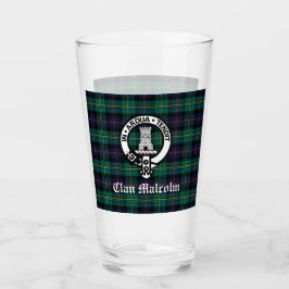 Verre Clan Malcolm Crest Badge et Tartan