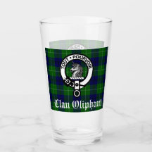 Clan Oliphant Crest Badge et Tartan Glass