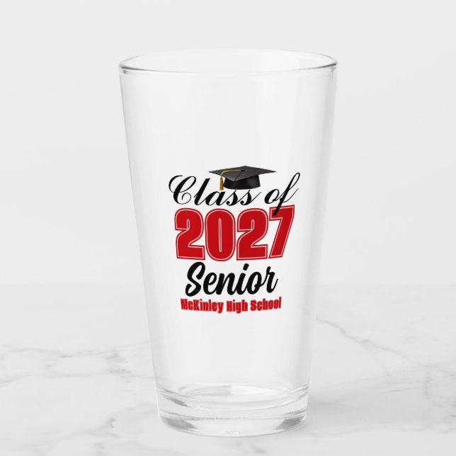 Verre Classe rouge de 2027 Senior Lycée personnalisé (Devant)