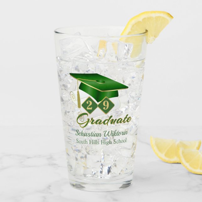 Verre Classic Green Gold Graduation personnalisée 20XX (Dos glace)