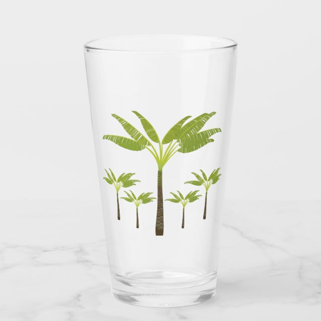 Verre Classique tropical de plage d'île de palmier d'été (Devant)