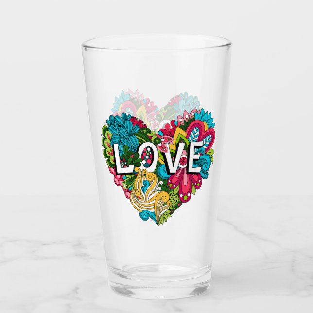Verre Coeur d'amour floral (Devant)