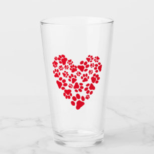 Verre Coeur des Empreintes de pattes animaux Chien mig