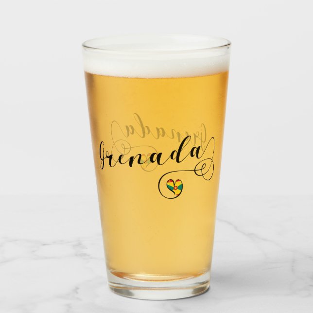 Verre Coeur du drapeau de la Grenade, Grenade (Devant (rempli))