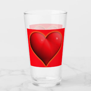 Verre Coeur rouge 3-D brillant