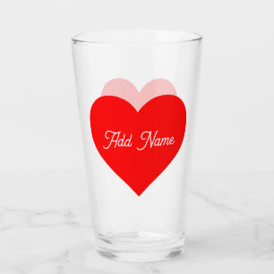 Verre Coeur rouge romantique Personnalisé