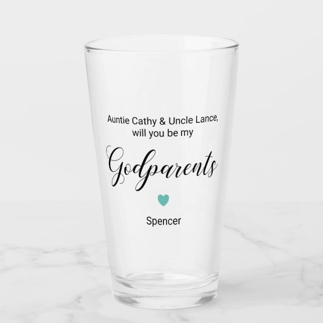 Verre Coeur Turquoise Serez-Vous Mes Parents Proposition (Devant)