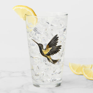 Verre Colibri noir et or