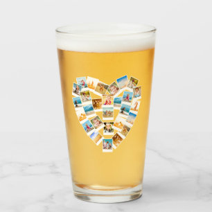 Verre Collage de photos en forme de coeur Photos de fami