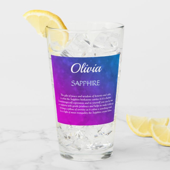 Verre Conception de Birthstone Sapphire en septembre  (Devant glace)