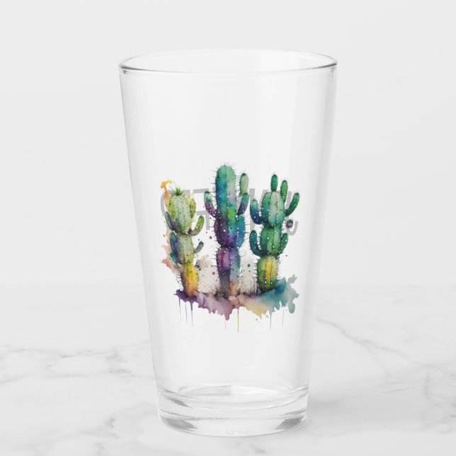 Verre Conception de cactus avec plaques colorées (Devant)