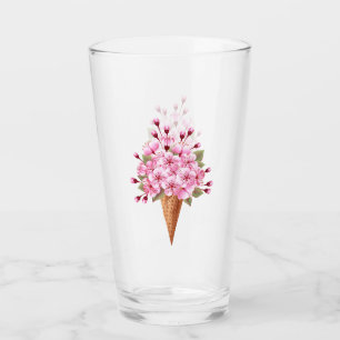 Verre Cône rose Sakura crème glacée gaufre