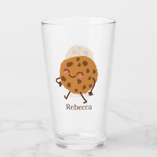 Verre cookies mignons et lait ajouter nom