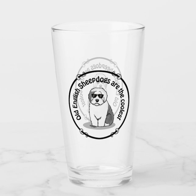 Verre Cool Vieux Chien à mouton anglais (Grey 1) Mignonn (Devant)