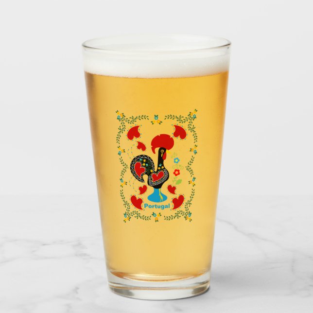 Verre Coq traditionnel du Portugal en noir (Devant (rempli))