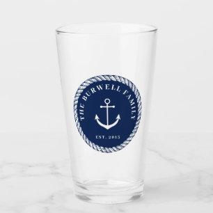 Verre Corde & Ancre Marine Blue Ajouter votre nom