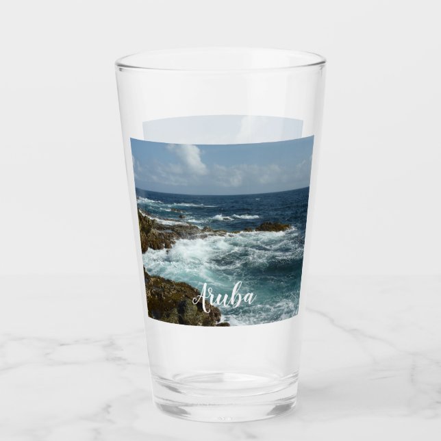 Verre Côte rocheuse d'Aruba et océan bleu (Devant)
