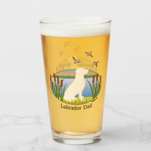 Verre Coucher de soleil de chien d'oiseau jaune du Labra