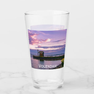 Verre Coucher de soleil rose sur le lac