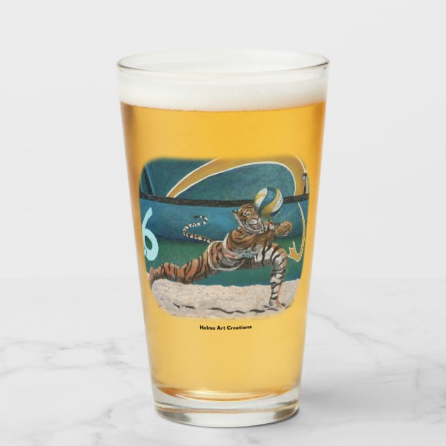 Verre Coupe Cat Warrior de volley-ball Imaginaire (Devant (rempli))