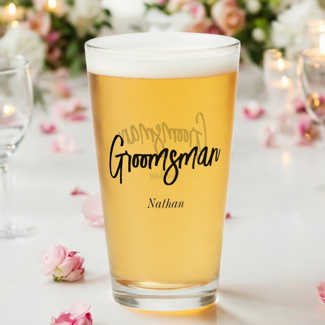 Verre Coupe de Mariage noir blanc Groomsman (Créateur téléchargé)