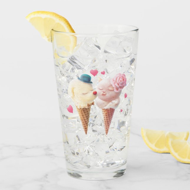 Verre Couple de crème glacée - Amour au premier coup (Devant glace)