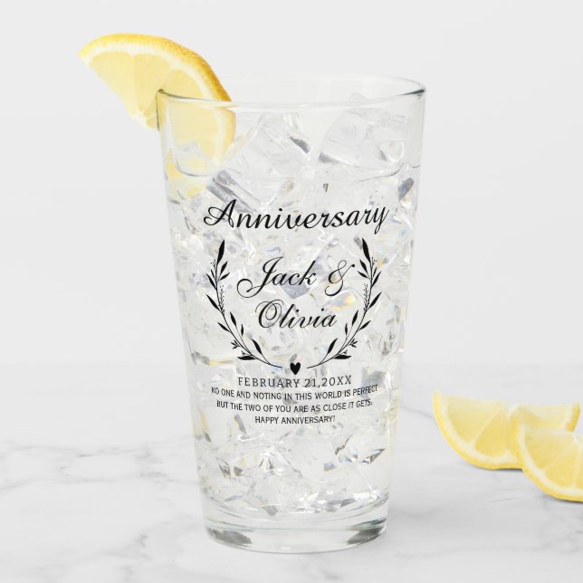 Verre Couple Personnalisé moderne Nom Anniversaire Cadea (Devant glace)