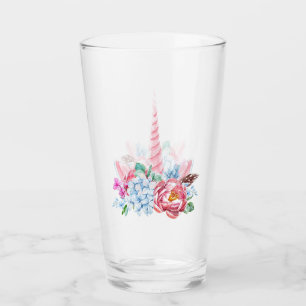 Verre Couronne florale de licorne d'aquarelle