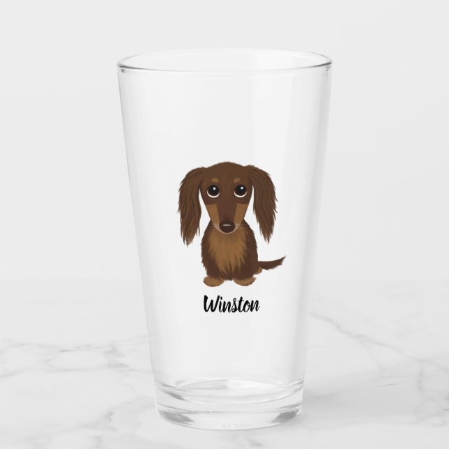 Verre Coutume à cheveux longs de chien de teckel de (Devant)