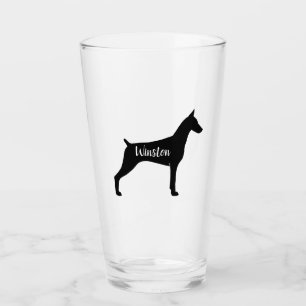 Verre Coutume de chien de Dobe de silhouette de Pinscher