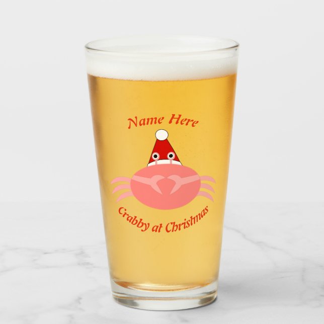 Verre Crabe de Noël Personnalisé (Devant (rempli))