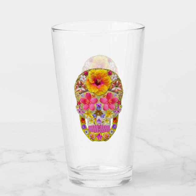 Verre Crâne de fleurs 4-Tropical (Devant)