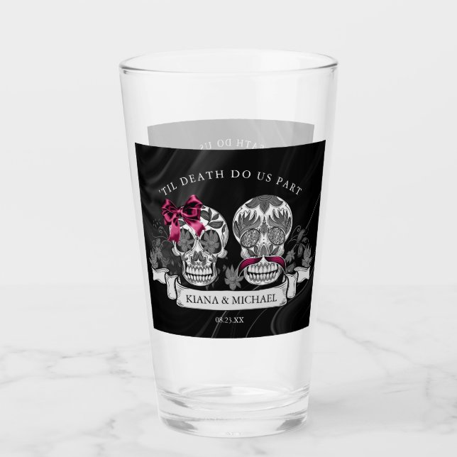 Verre Crânes Gothique Hallomariage Bourgogne ID866 (Devant)