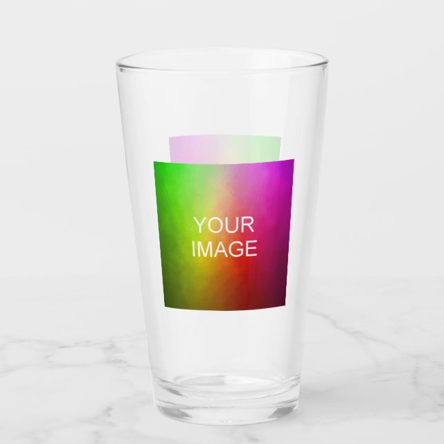 Verre Créez votre propre image Photo Logo Texte 16oz Biè (Dos)
